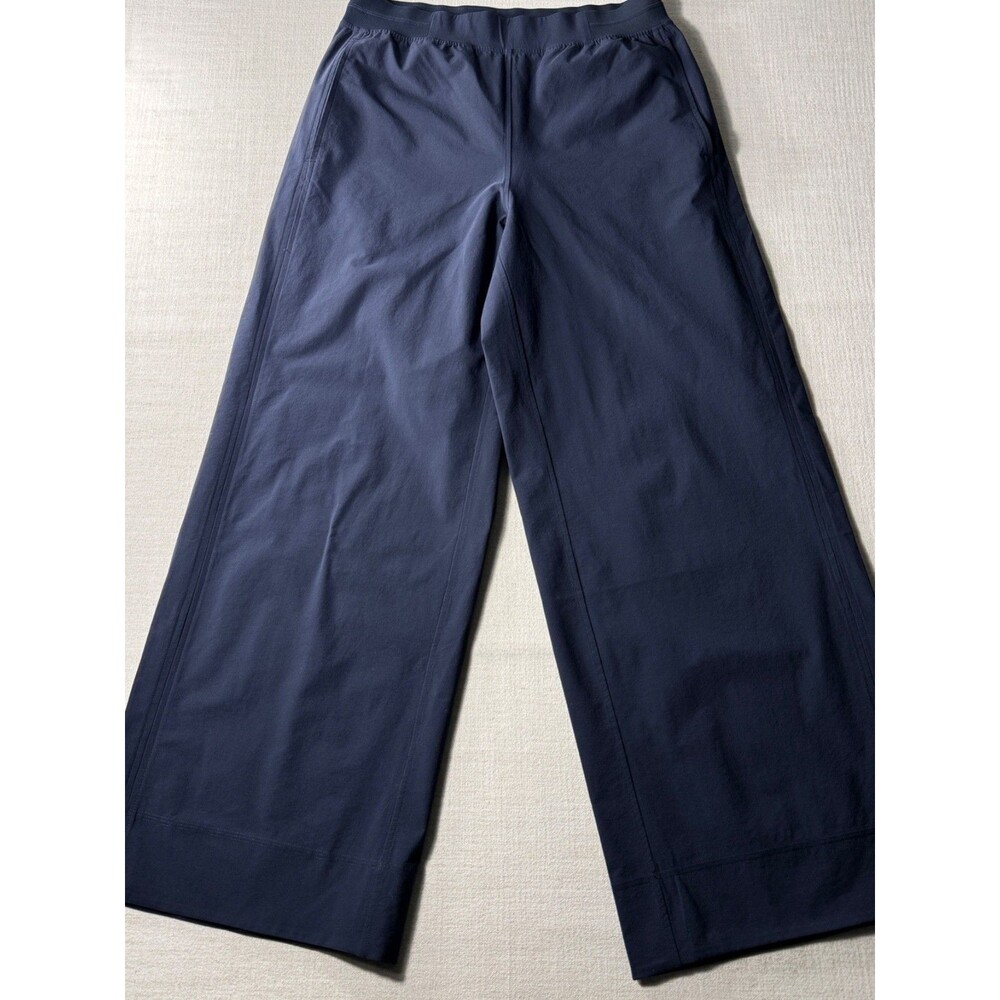 CRZ Yoga Women's Pull On High Waisted Wide Leg Pants Navy Large Athleisure
